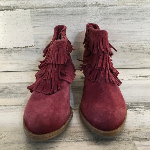 Naughty Monkey Red Fringe Heeled Boots - Picture 3 of 10